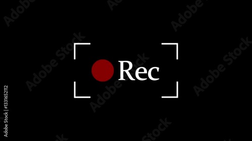 video camera recording screen, rec text camera recording icon blink animation