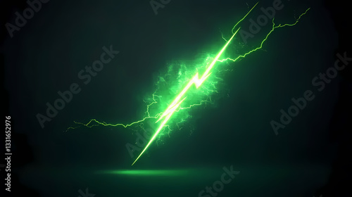 Wallpaper Mural Green Lightning on Dark Background Torontodigital.ca