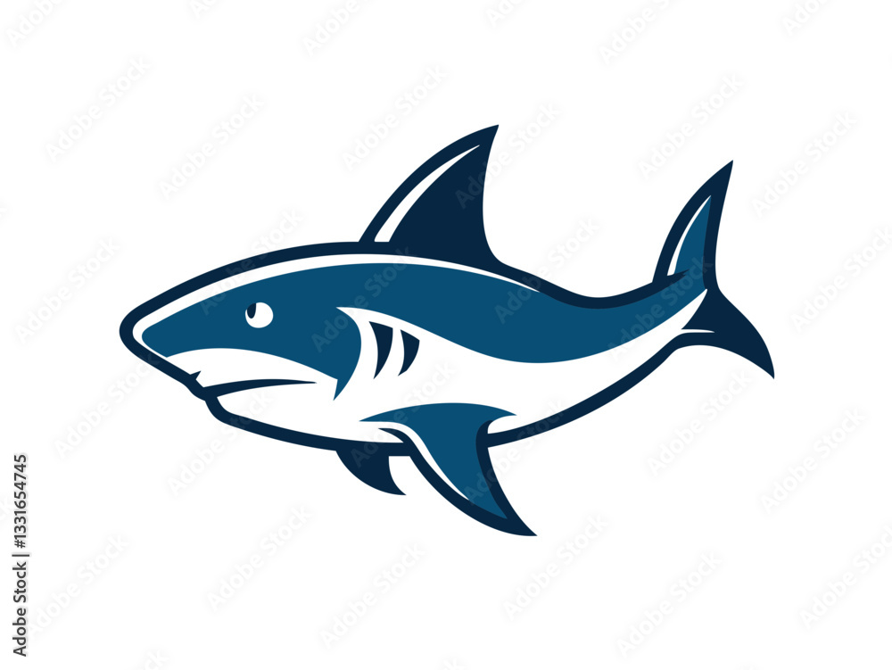 Bold black silhouette of a shark..Generative ai Bold black silhouette of a shark..Generative ai