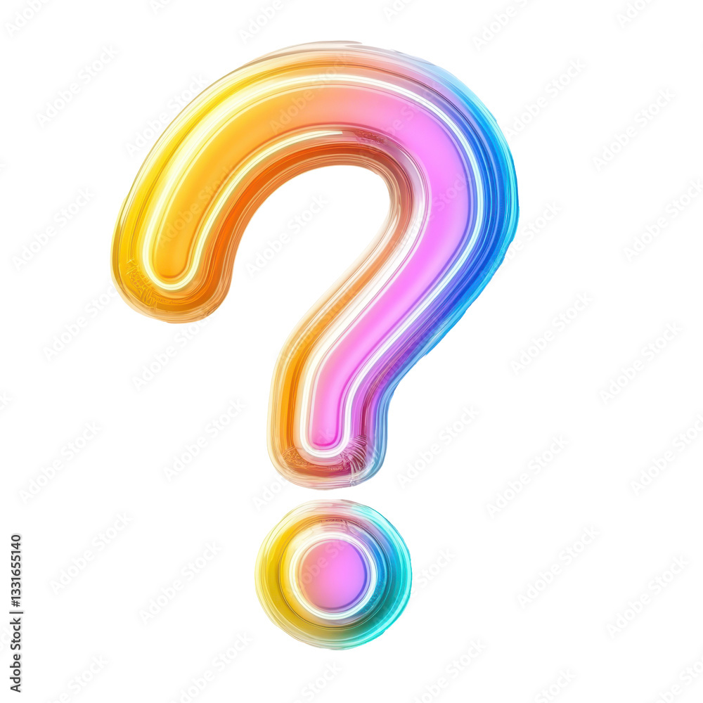 The Enigmatic Query: A vibrant, rainbow-colored question mark levitates with a sleek, modern aesthetic, symbolizing curiosity, doubt, and the endless possibilities that lie ahead. The Enigmatic Query: A vibrant, rainbow-colored question mark levitates with a sleek, modern aesthetic, symbolizing curiosity, doubt, and the endless possibilities that lie ahead.