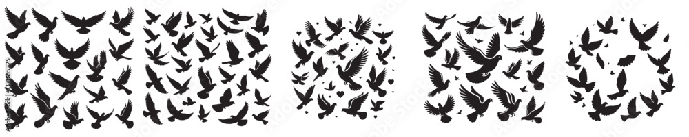 vector of a flock of flying doves vector of a flock of flying doves
