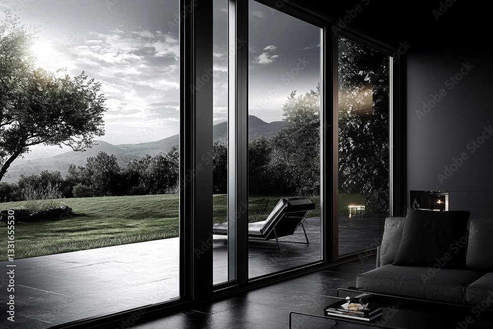 Fototapeta premium Modern aluminum windows combine durability and energy efficiency for residential spaces.