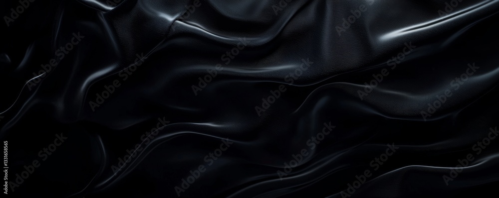 Fototapeta premium Elegant black fabric with soft, flowing textures.