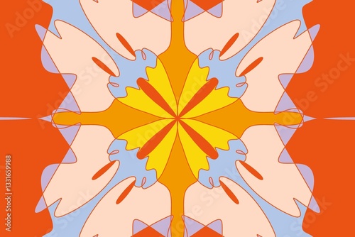 abstract blue yellow floral symmetrical background 