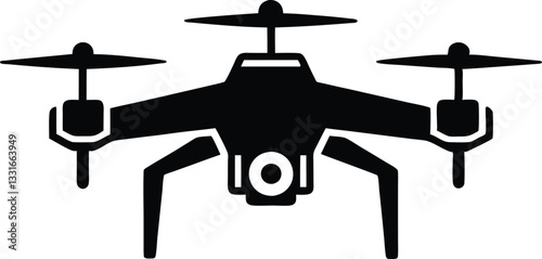 Drone silhouette, drone camera icon vector illustration