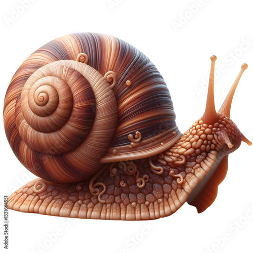 3D CUTE snail isolated on white background