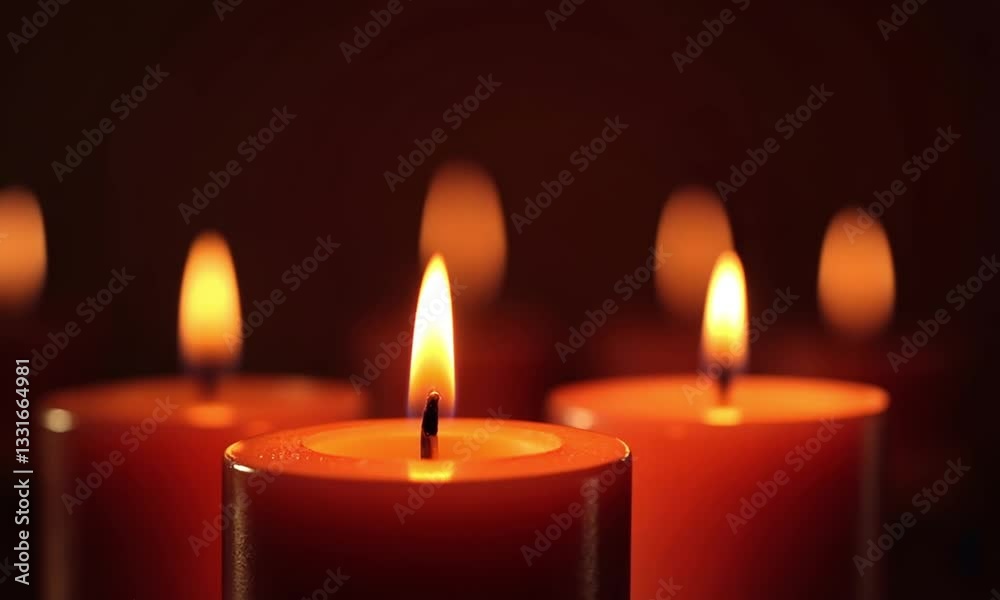Red Scenic Candle Lights with Glowing Background Red Scenic Candle Lights with Glowing Background