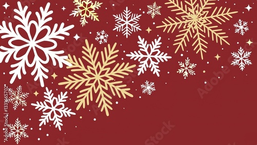 A Festive Flurry Of Elegant Gold And White Snowflakes Dancing On A Rich Burgundy Background Celebrating The Magic Of Winter