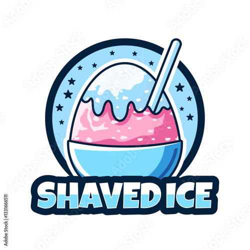 Shaved ice cream logo design vector illustration template