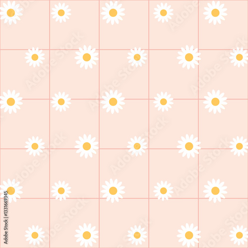 小花柄のかわいい背景イラスト　正方形