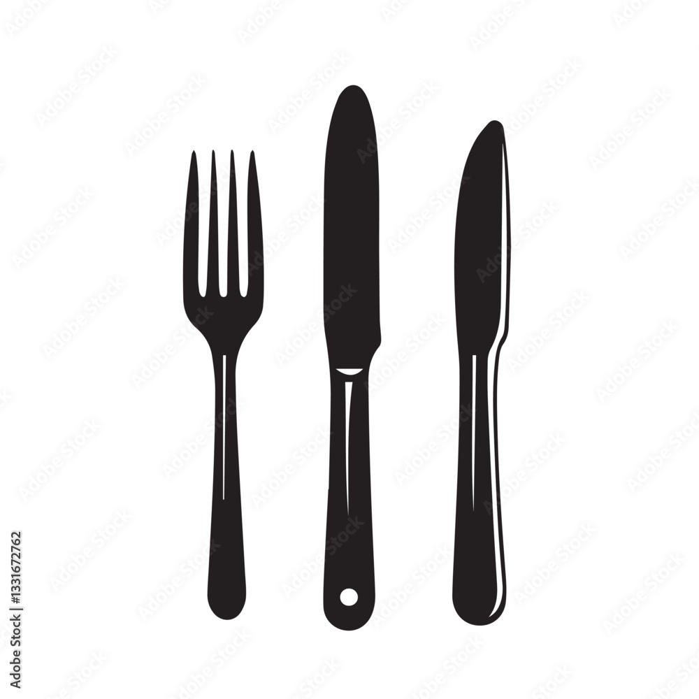 Knife and Spoon Flat Black and White Icon Design Minimal on White Background Knife and Spoon Flat Black and White Icon Design Minimal on White Background