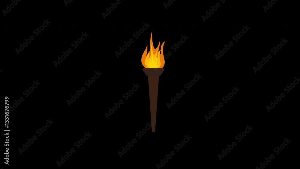 Olympic flame torch fire icon with alpha channel animation