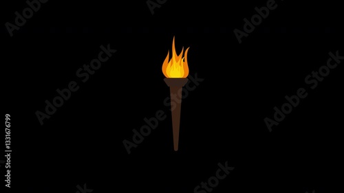 Olympic flame torch fire icon with alpha channel animation