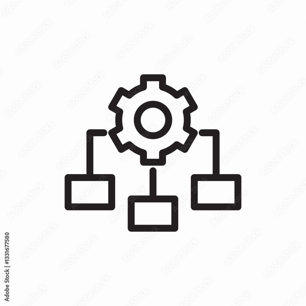 settings gear hierarchy work flow icon vector sign settings gear hierarchy work flow icon vector sign