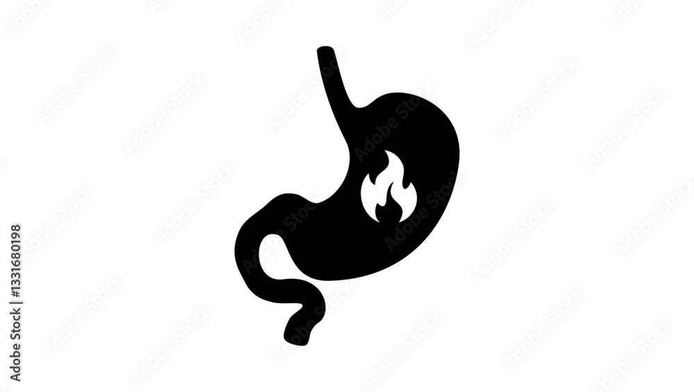 Fototapeta premium stomach inflammation, black isolated silhouette