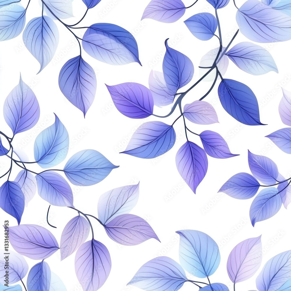 Fototapeta premium Seamless pattern of delicate blue leaves.