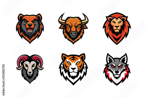 set of wild animals mascot logo