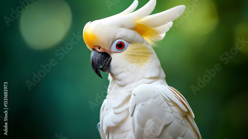 Close-Up of Parrot with Red Eyes on Green Background