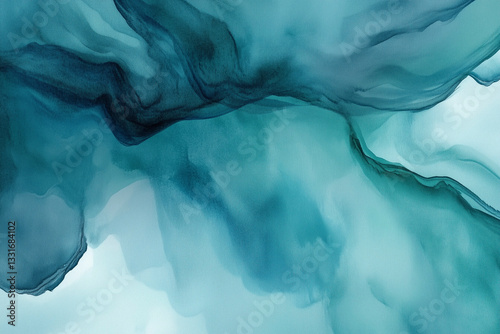 abstract watercolor background featuring shades of teal, blue, and green, seamlessly blended together.