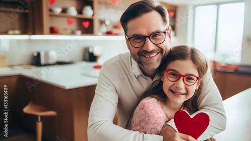 happy father and daughter hugging each other