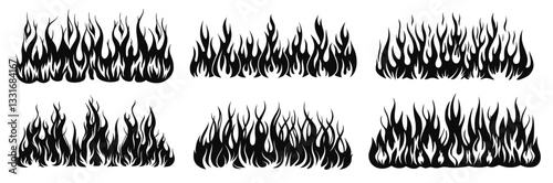 Bold vector fire and flame tattoo silhouette in abstract tribal style. Perfect for decals, hot rod art, motorcycle designs, old-school tattoos, and fiery ornamental illustrations.