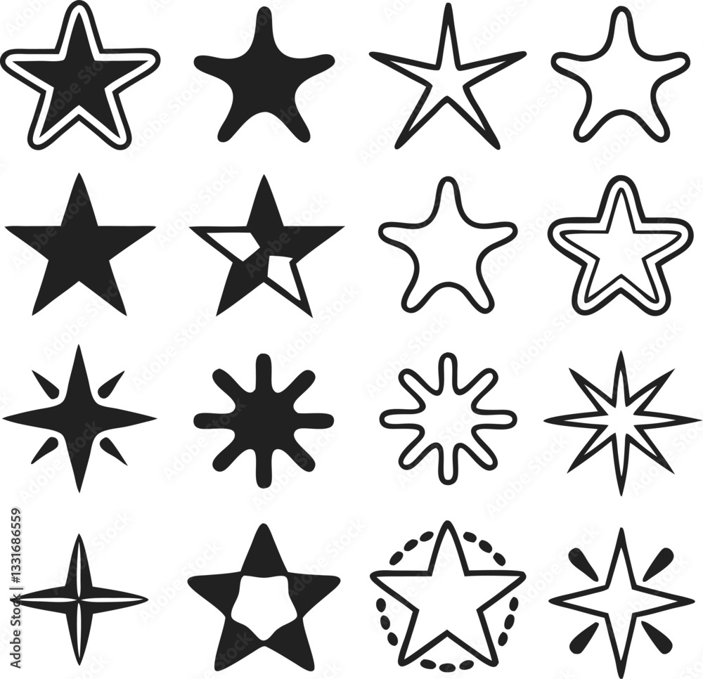Obraz premium Star collection. Different stars set. Vector