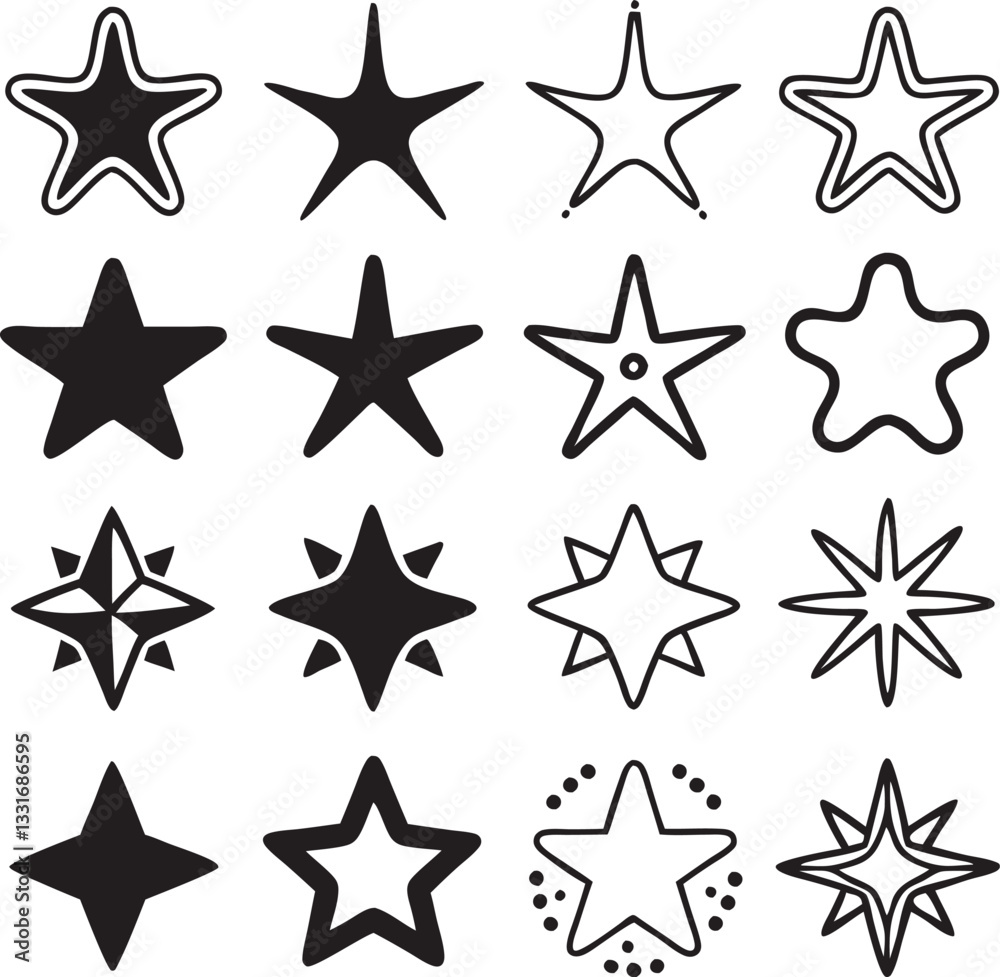 Obraz premium Star collection. Different stars set. Vector