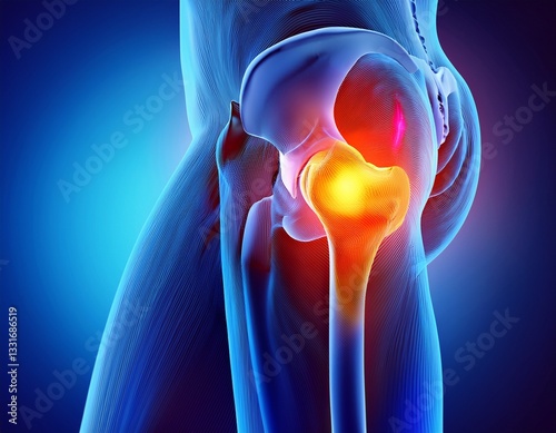 hip bone cancer or tumor one side pain 3d illustration