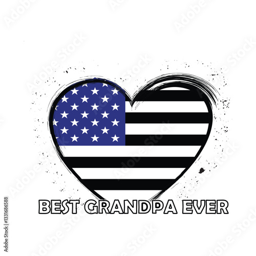 Best Grandpa Ever American Flag Design T-Shirt Poster, Banner, Background vector new.