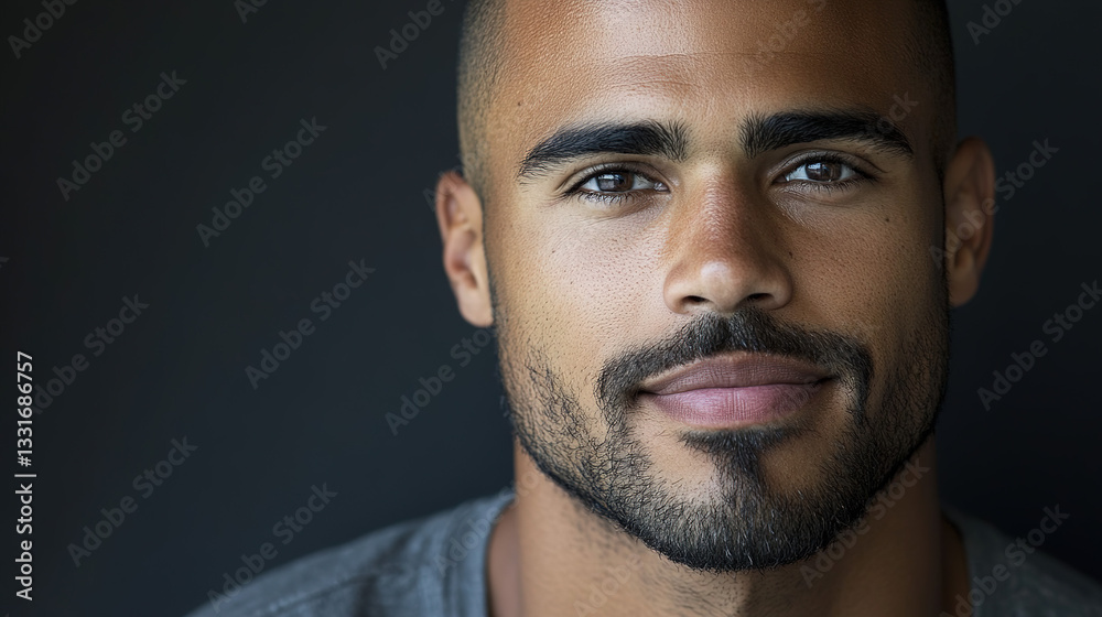 Obraz premium Diverse professional portrait, soft light, minimal background, conveying unity and professionalism.