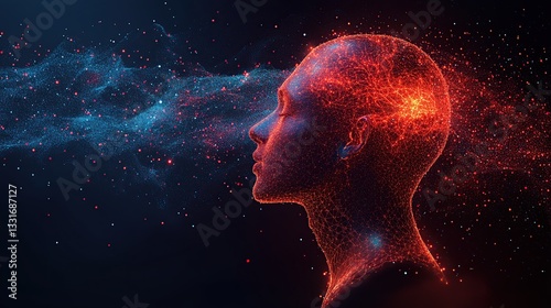 Wallpaper Mural Digital head, abstract human profile, glowing energy Torontodigital.ca