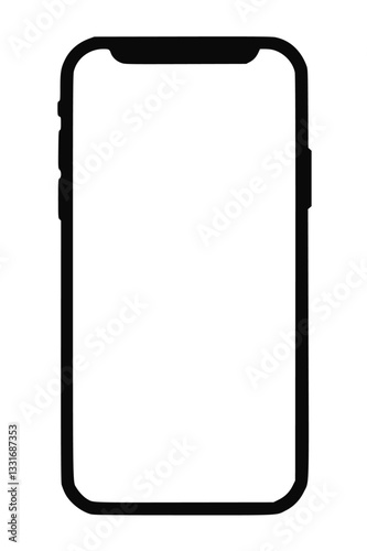 Vector illustration of a modern smartphone with a blank screen, isolated png transparent background. Realistic png three-dimensional, ideal for mobile app mockups, UI design, and tech presentations.	
