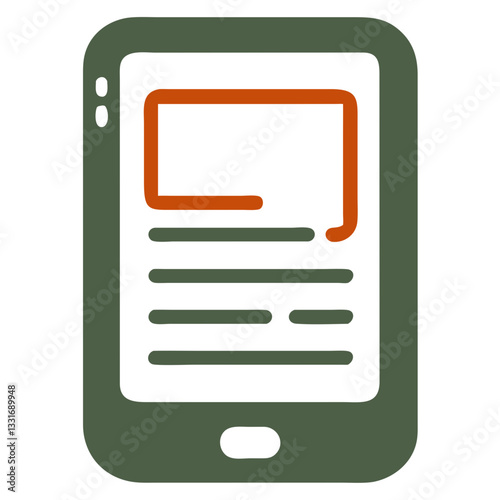Illustration of a Smartphone with Document and Text Display