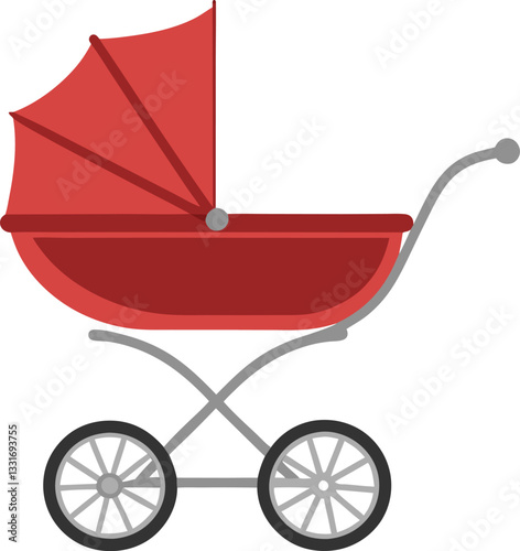 Baby stroller in flat style. Vector illustration