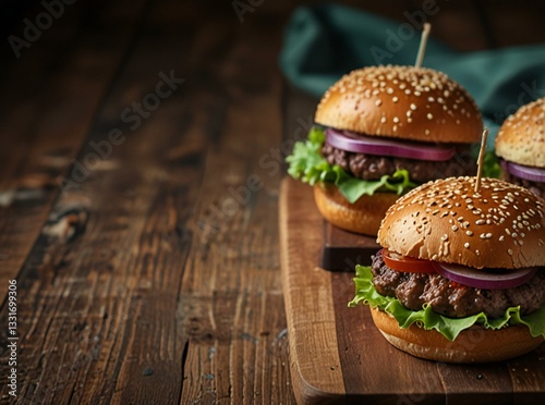 hamburger on black background