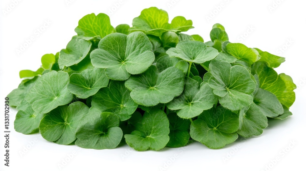 Fresh Gotu Kola, Indian Pennywort Or Asiatic Pennywort Plant Isolated On A White Background. Fresh Gotu Kola, Indian Pennywort Or Asiatic Pennywort Plant Isolated On A White Background.