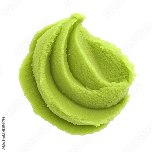 Fresh green wasabi paste isolated on white background