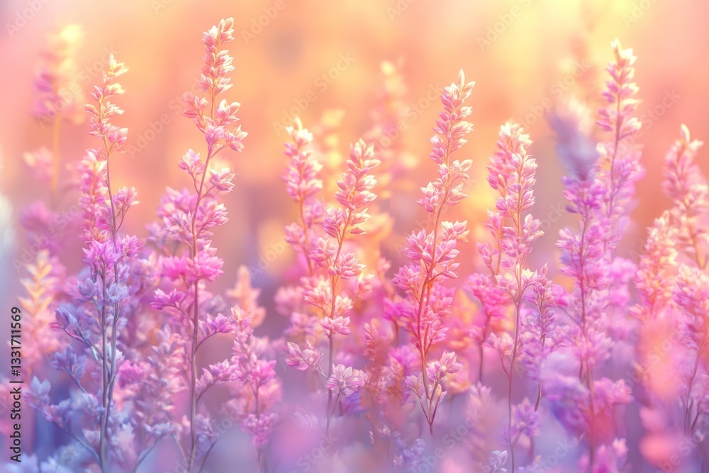 Obraz premium Colorful wildflowers bloom in a vibrant field during golden hour