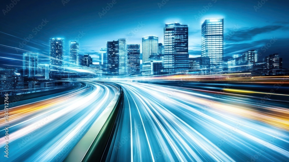 Fototapeta premium Night City Highway Speed Blur