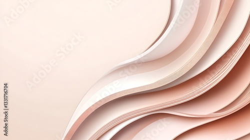 Abstract flowing paper layers in light pink and beige tones