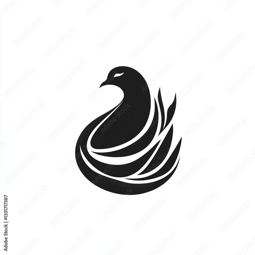 Fototapeta premium Abstract Black Bird Illustration Minimalist Design
