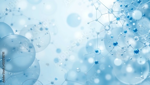 A Serene World Of Interconnected Molecules, A Delicate Dance Of Light And Form In A Calming Blue Hue