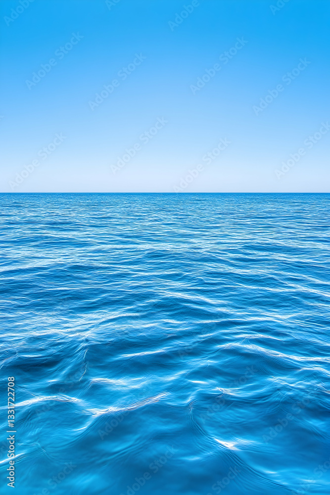 Fototapeta premium Tranquil ocean surface under a vibrant blue sky