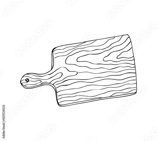 Chopping wooden board. Kitchen utensil, cutting board isolated on white background.