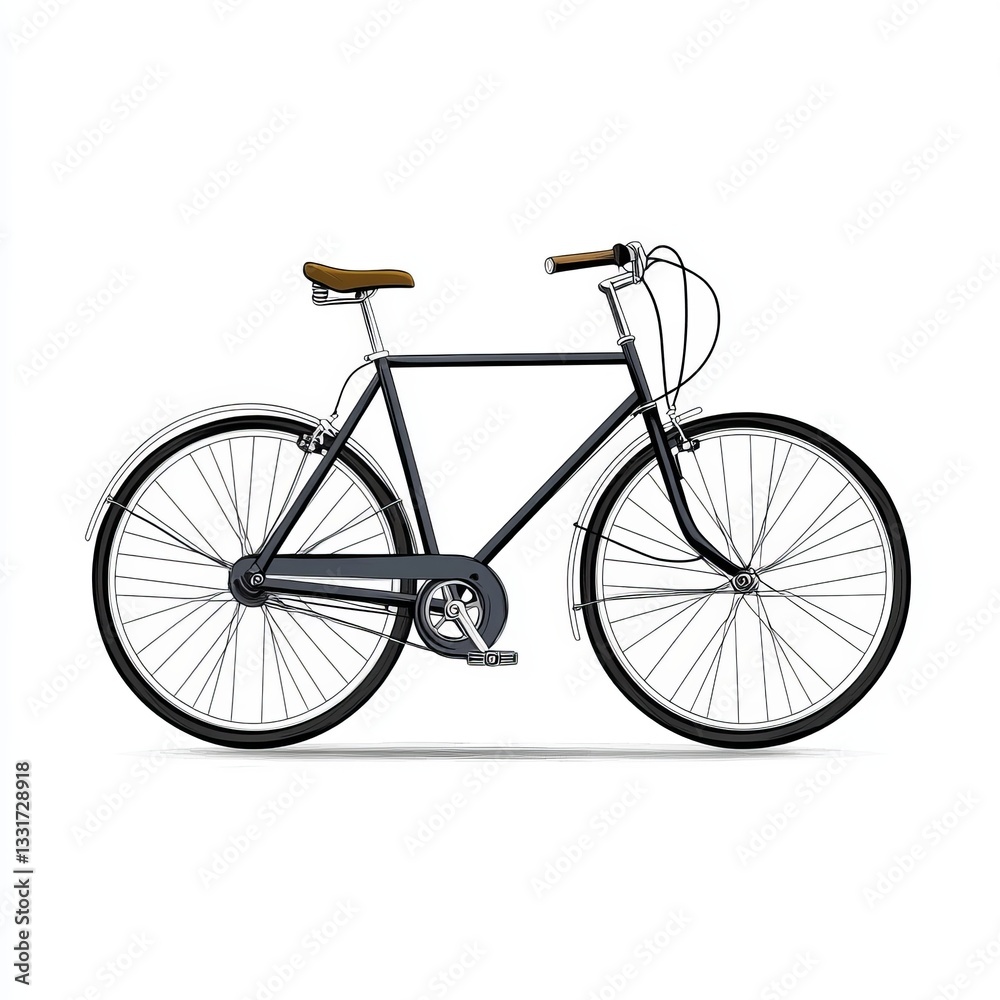 Fototapeta premium Classic Black Bicycle Illustration on White