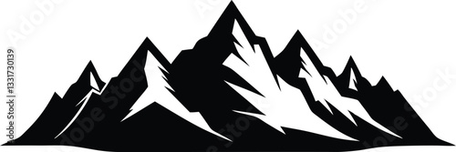 mountain range silhouette illustration, mountain icon