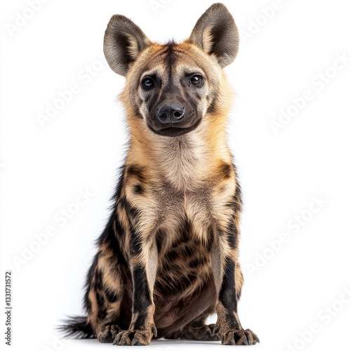 Striped Hyena: African Carrion Feeder Creature in Brown Isolated Doggy Pose