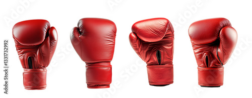 Set of red boxing glove, isolated on a white background