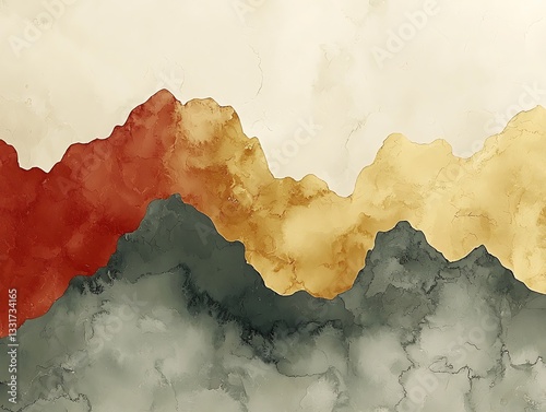 Mountain range watercolor abstract landscape art