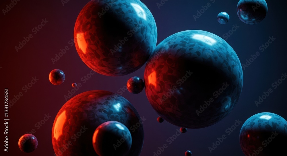 Naklejka premium Abstract spheres in vibrant neon light.